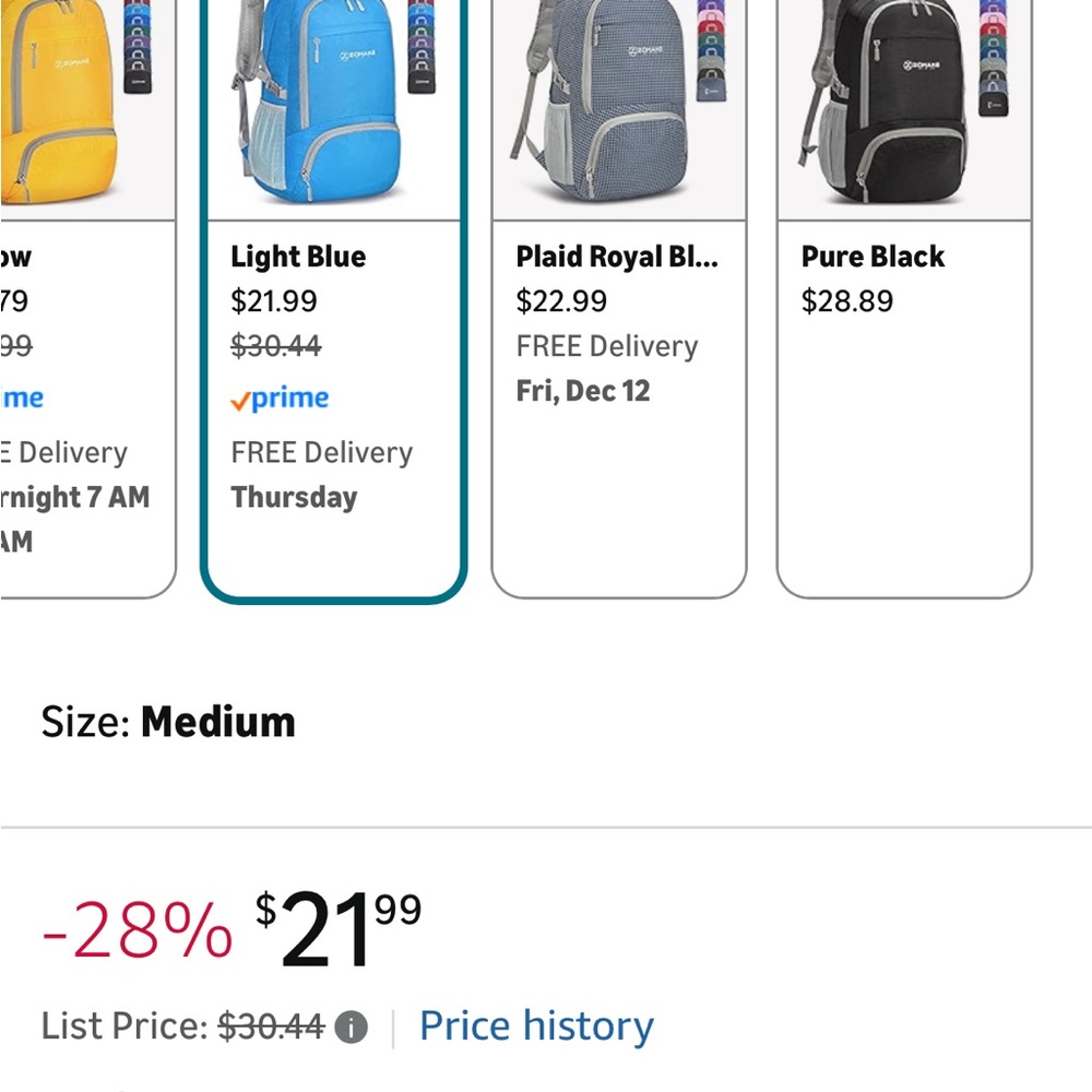 Blue Backpack - Packable - Picture 2 of 3